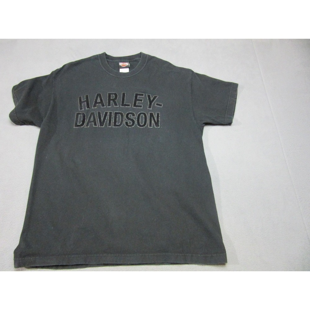 Harley-Davidson T-Shirt Mens Large Black Good Boston Mass Graphic Hanes Beefy-T